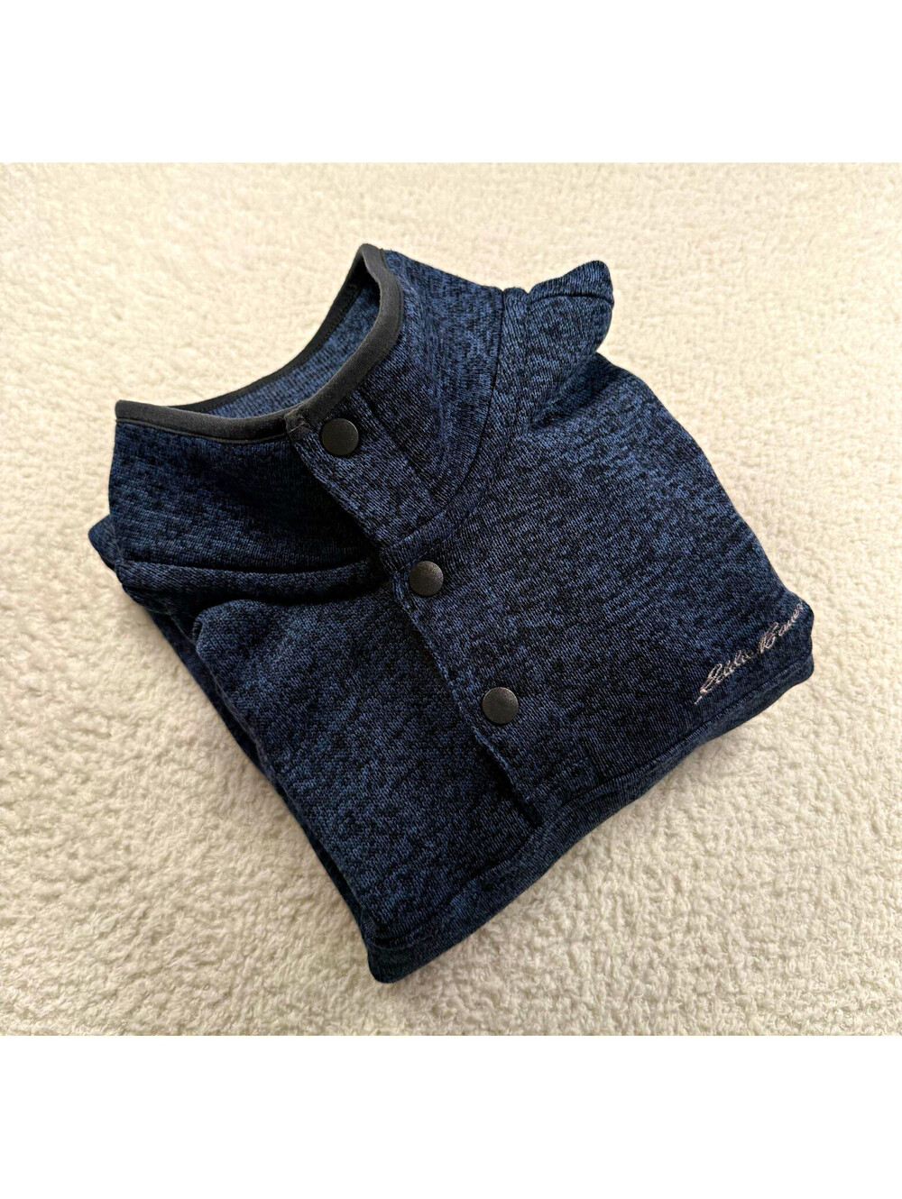Eddie Bauer Men’s XL Radiator Fleece Snap Mock Pullover Blue Heather Outdoor